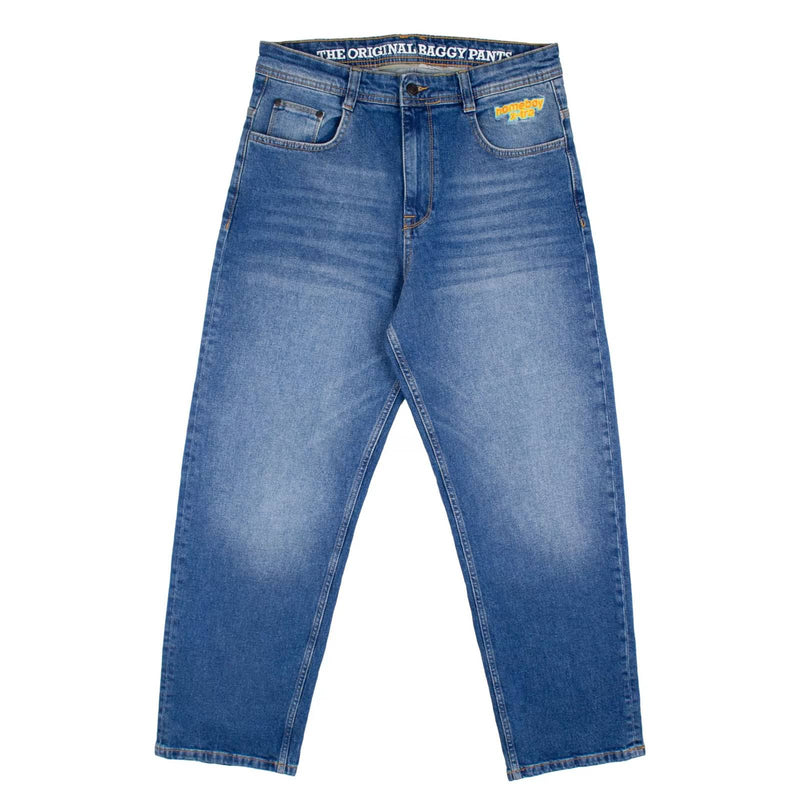 Pantalon Jeans Baggy Bleu délavé vue de face