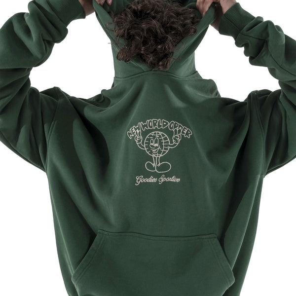 Hoodie Goodies Sportive Vert Vue de face mannequin
