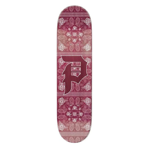 Planche de skate Primitive Rouge Graphisme Bandana Paisley vue de face