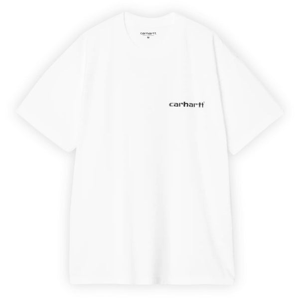 T-shirt carhartt blanc graphisme caps graffiti a l'arrière vue de face 