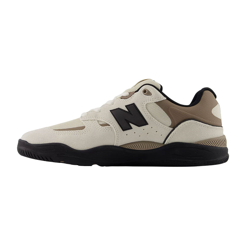 Chaussure de skate New Balance Numeric 1010 Beige logo noir semelle noir vue de coté gauche
