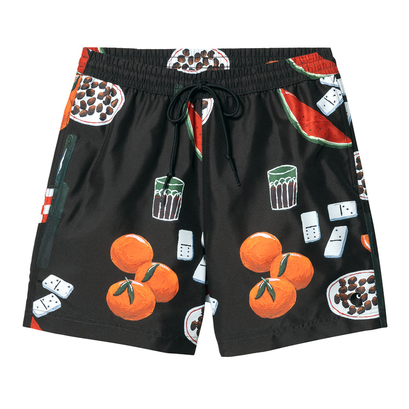 Slater Swim Trunks // Isis Maria Dinner Print/Black