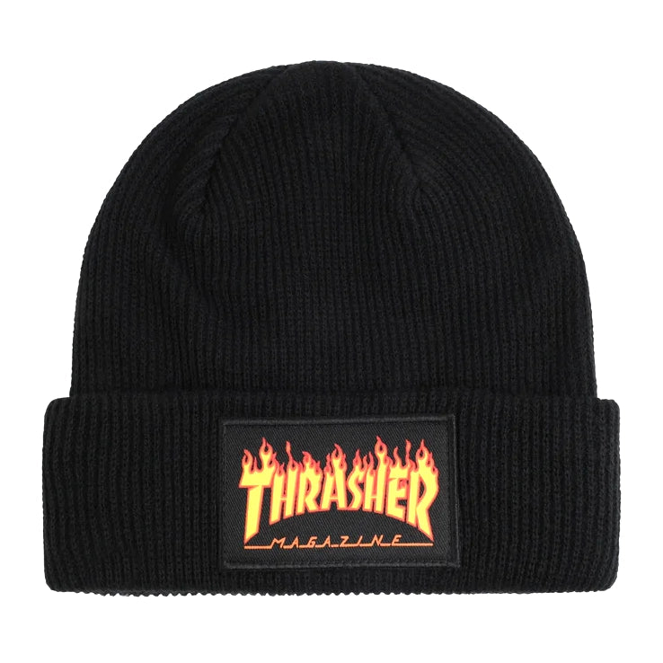 Flame Patch Beanie // Black