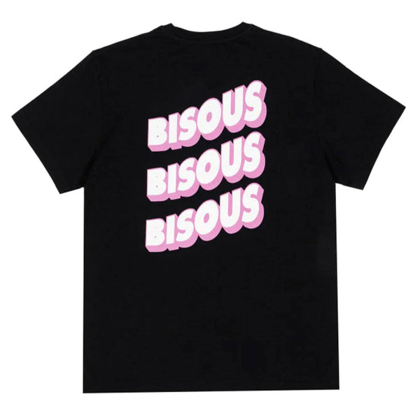 T-shirt bisous skateboard noir graphisme sonics bisous rose a l'arrière - vue de dos 