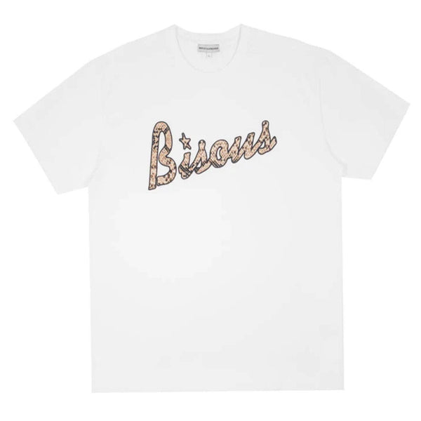 T-shirt bisous blanc avec broderie motif serpent sur l'avant vue de face