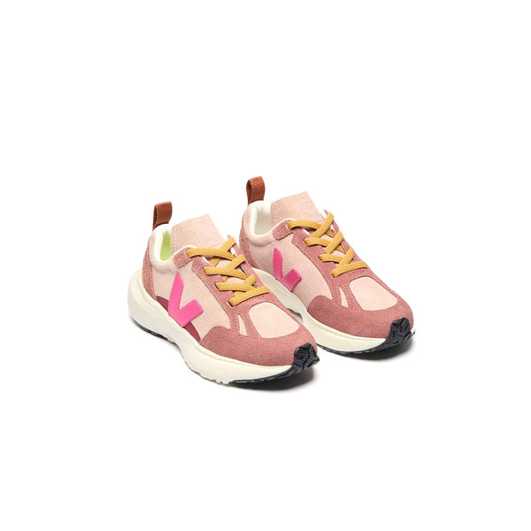 baskets Veja rose enfants lacets élastiques vue de trois quarts