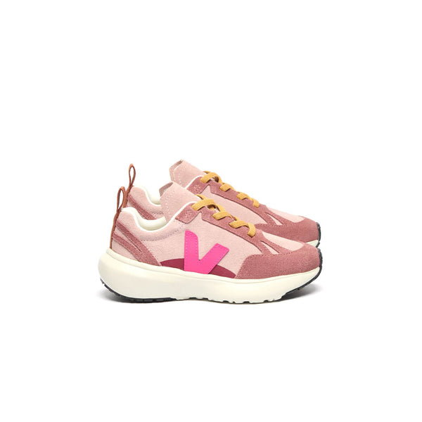 baskets Veja rose enfants lacets élastiques vue de profil