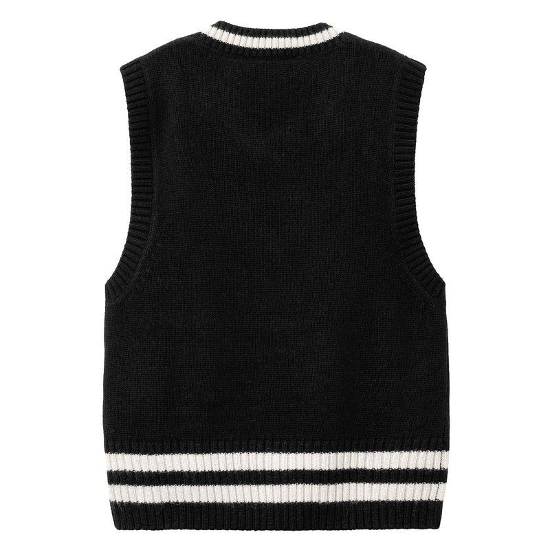 W' Standford Vest Sweater // Black/Salt